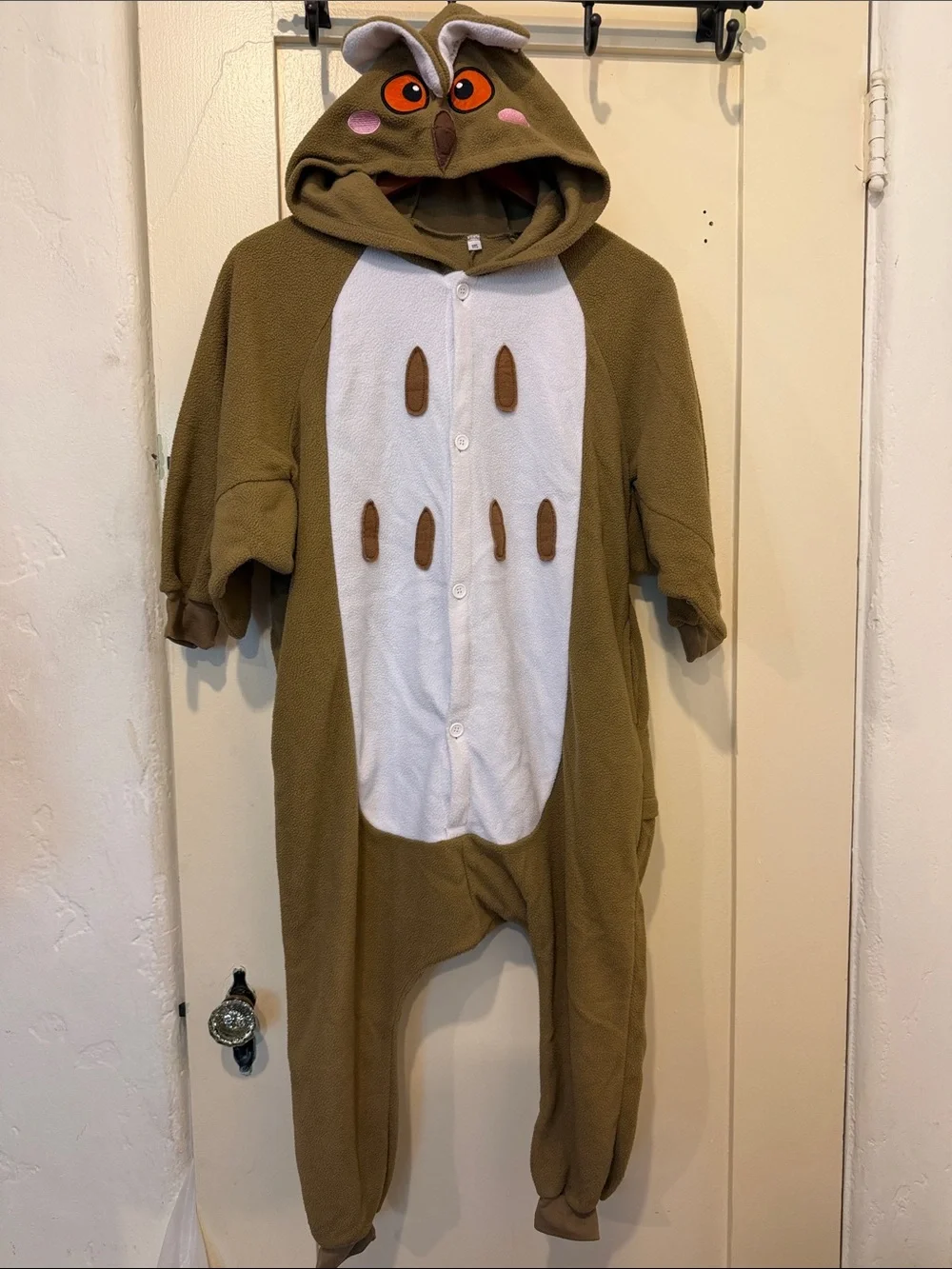 Halloween 🎃 Kids Brown Owl Fleece One-Piece Hooded 7/8